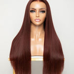 BROOKLYN - Red Wine Burgundy Body Wave Transparent 5X5 Lace Closure Wigs