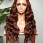 BROOKLYN - Red Wine Burgundy Body Wave Transparent 5X5 Lace Closure Wigs