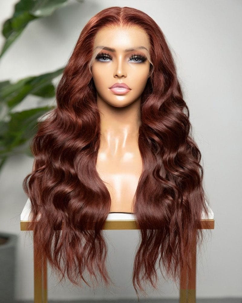 BROOKLYN - Red Wine Burgundy Body Wave Transparent 5X5 Lace Closure Wigs