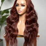 BROOKLYN - Red Wine Burgundy Body Wave Transparent 5X5 Lace Closure Wigs