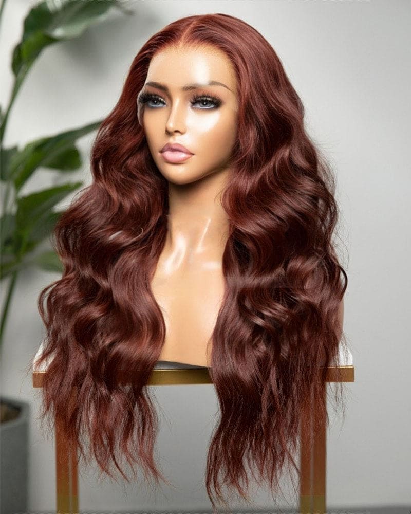 BROOKLYN - Red Wine Burgundy Body Wave Transparent 5X5 Lace Closure Wigs