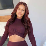 BROOKLYN - Red Wine Burgundy Body Wave Transparent 5X5 Lace Closure Wigs