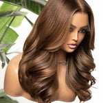 HARPER - Layered Chestnut Brown with Blonde Highlights 5X5 Closure Wig