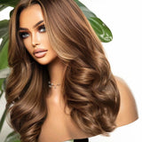 HARPER - Layered Chestnut Brown with Blonde Highlights 5X5 Closure Wig